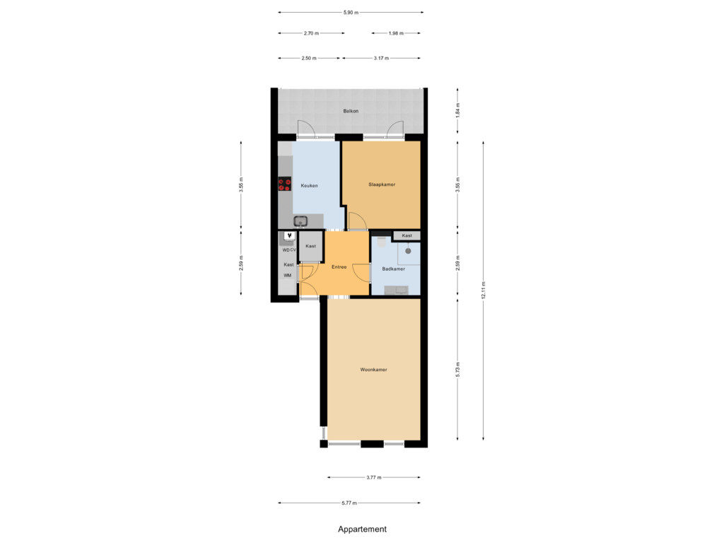 Bekijk plattegrond van Appartement van Jaagpad 6