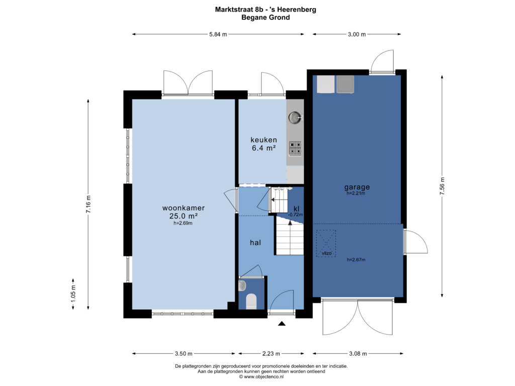 View floorplan of BEGANE GROND of Marktstraat 8-B