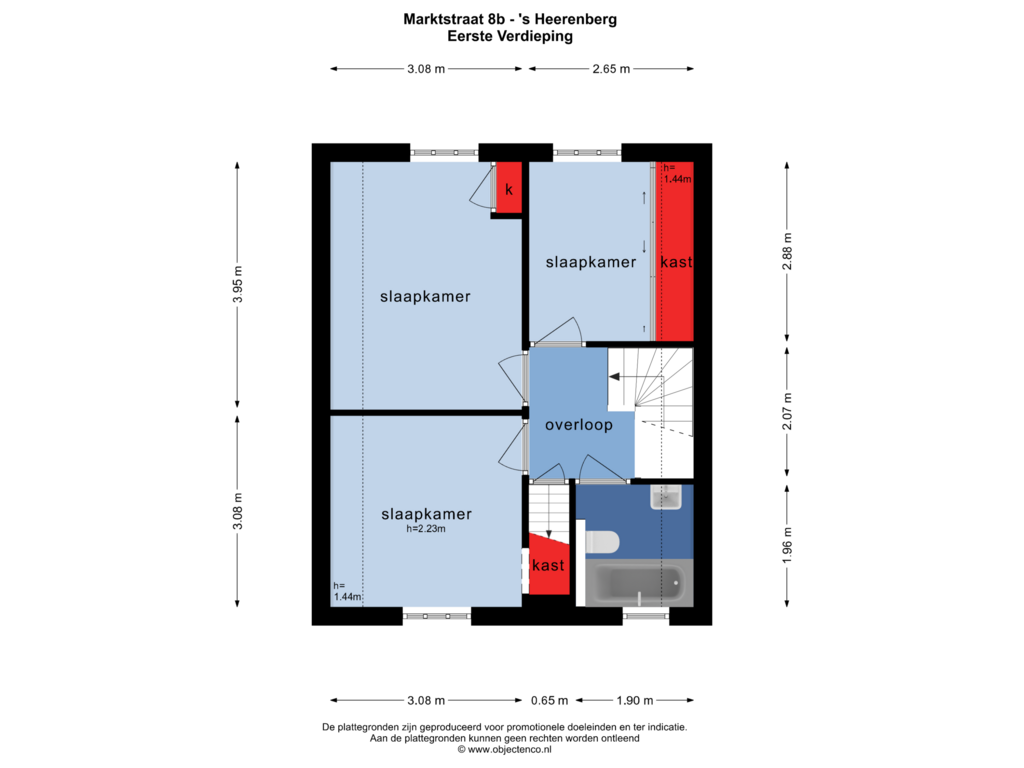 View floorplan of EERSTE VERDIEPING of Marktstraat 8-B