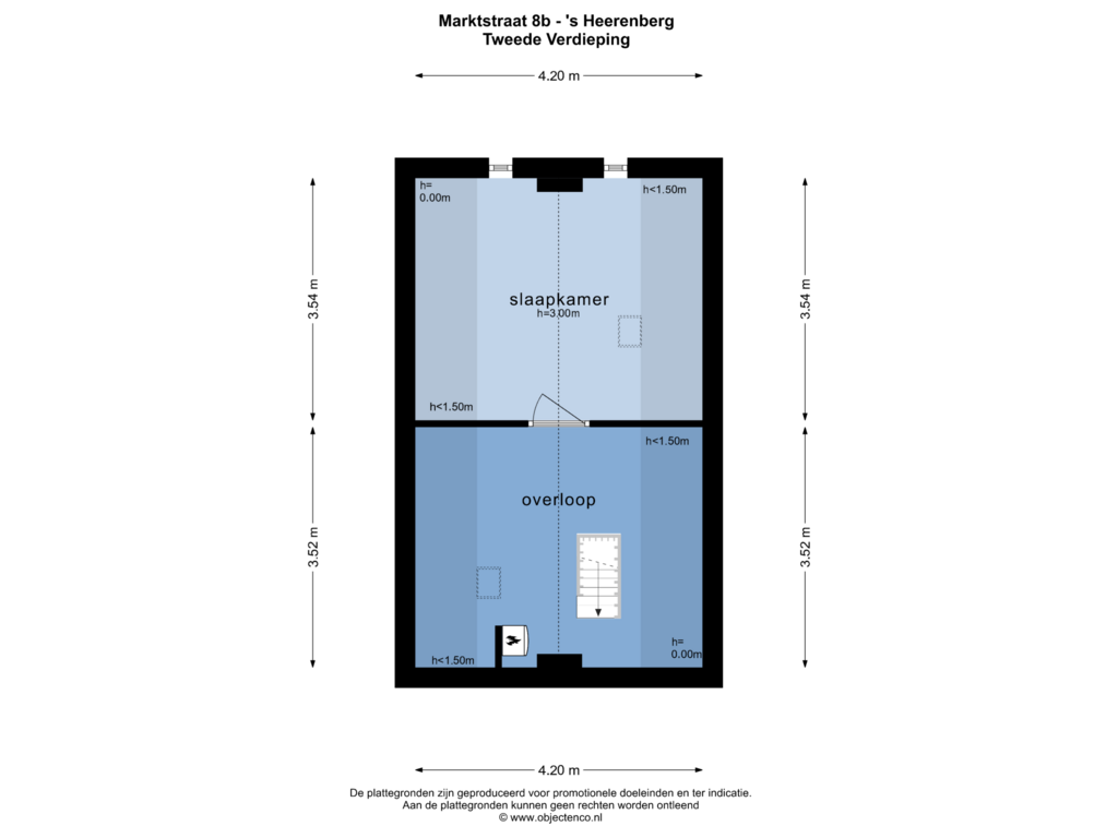 View floorplan of TWEEDE VERDIEPING of Marktstraat 8-B