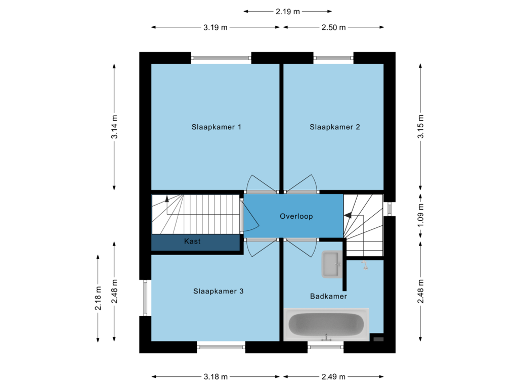 View floorplan of Eerste verdeiping of Sint Janstraat 28