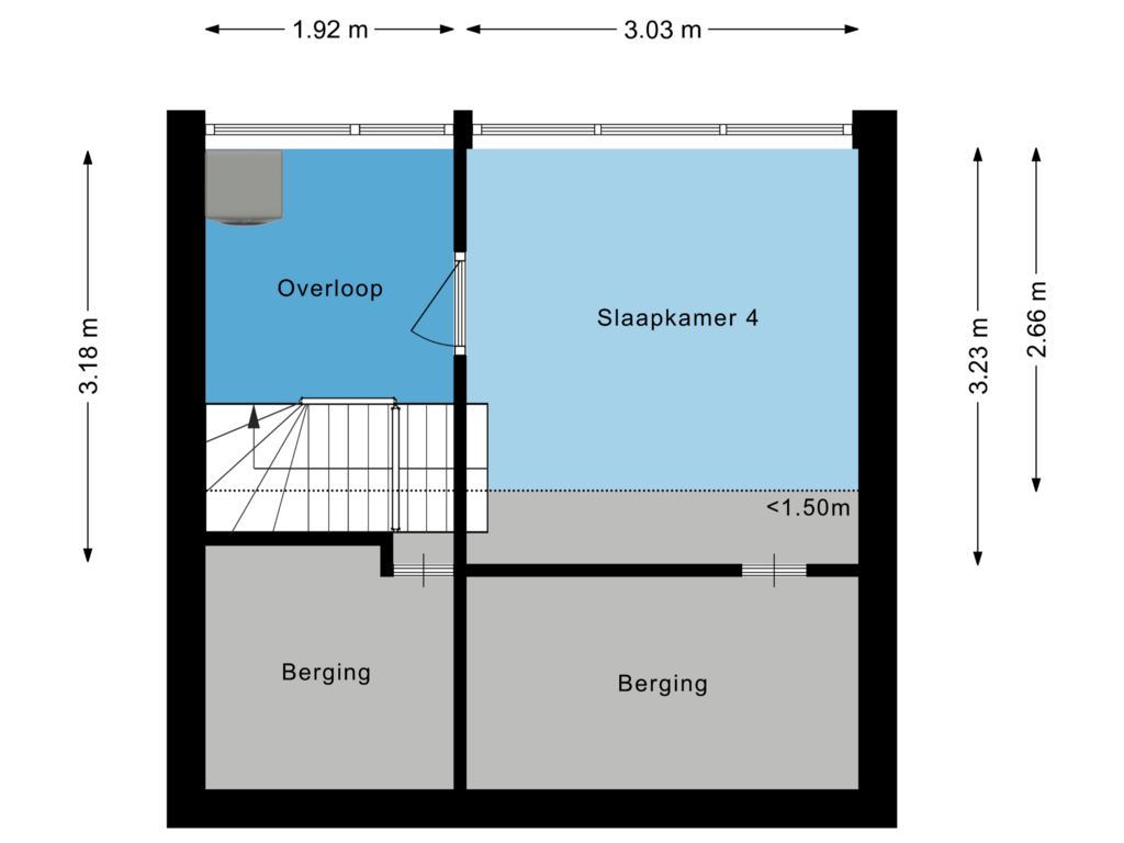 View floorplan of Tweede verdieping of Sint Janstraat 28