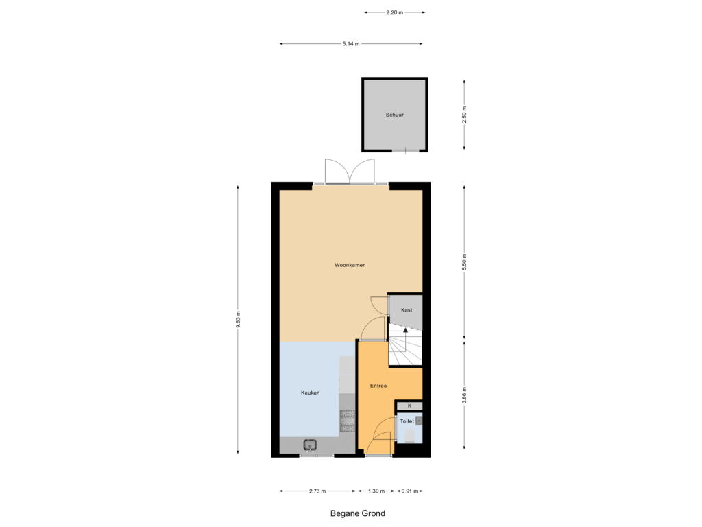 Bekijk plattegrond van Begane Grond van Westeinde 33