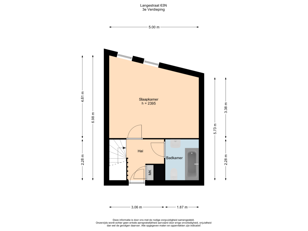 Bekijk plattegrond van 3e Verdieping van Langestraat 63-N