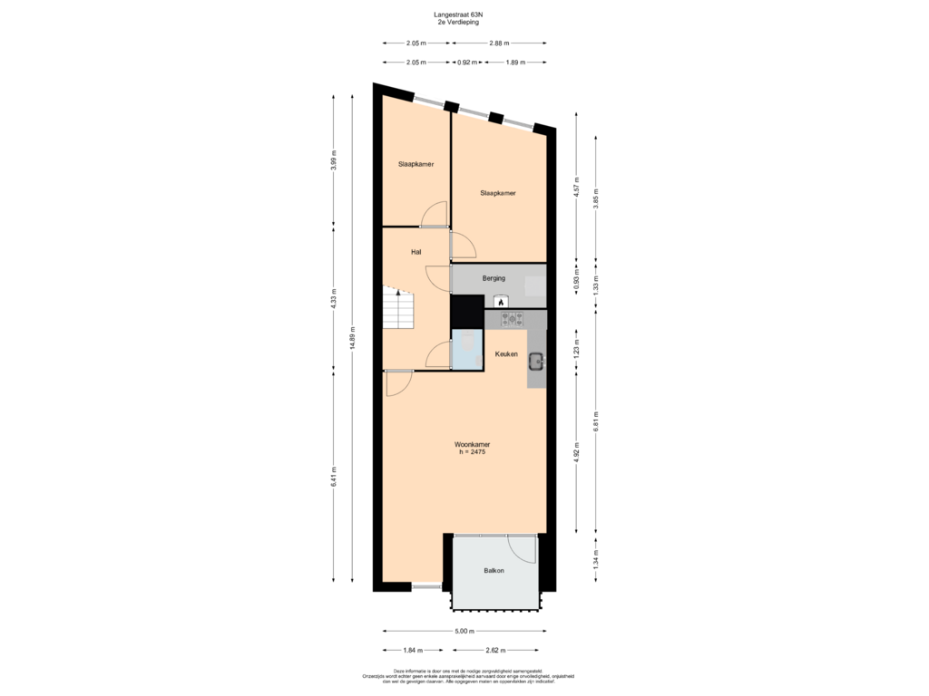 Bekijk plattegrond van 2e Verdieping van Langestraat 63-N