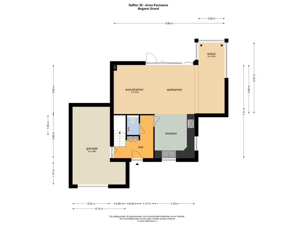 View floorplan of BEGANE GROND of Saffier 38