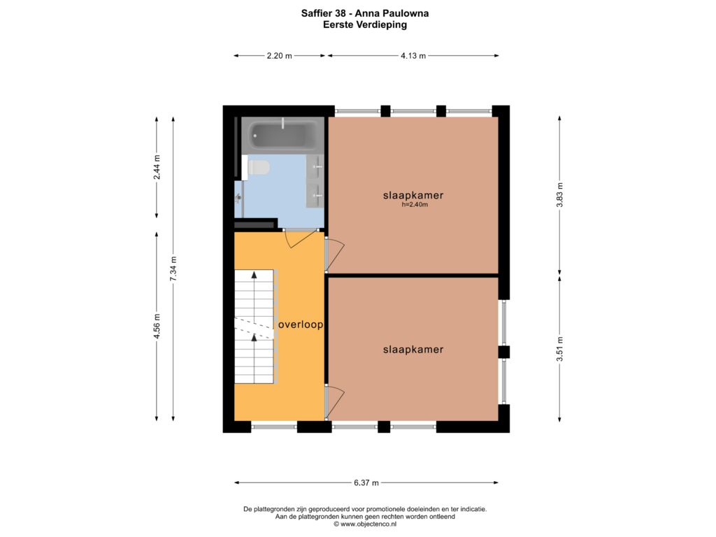 View floorplan of EERSTE VERDIEPING of Saffier 38