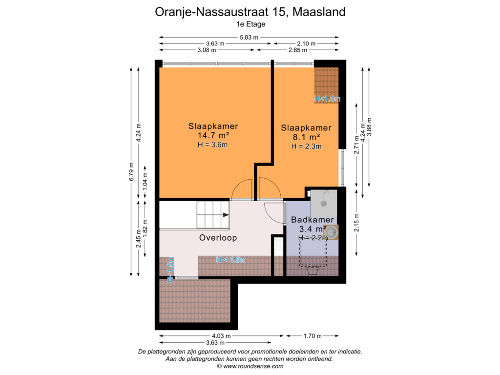 Bekijk plattegrond van 1e Etage van Oranje-Nassaustraat 15