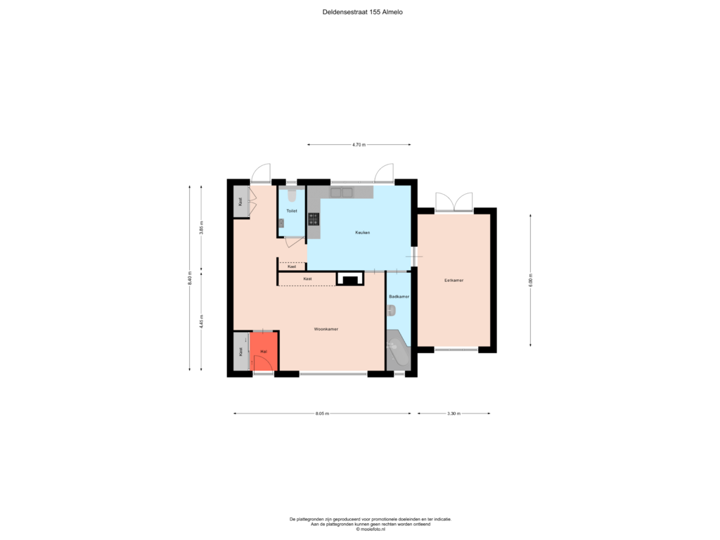 Bekijk plattegrond van Begane grond van Deldensestraat 155