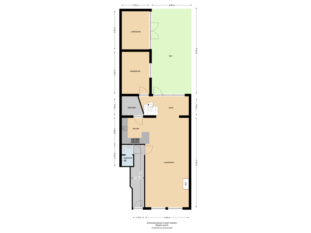 Bekijk plattegrond van Begane grond van Schreveliusstraat 8-ZW