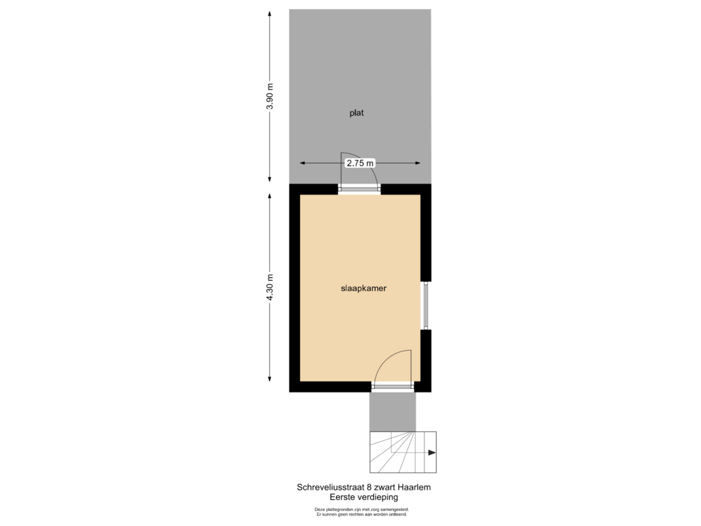 Bekijk plattegrond van Eerste verdieping van Schreveliusstraat 8-ZW