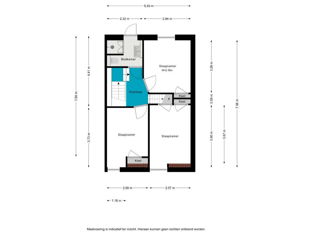 View floorplan of 1e verdieping of Nachtegaallaan 36