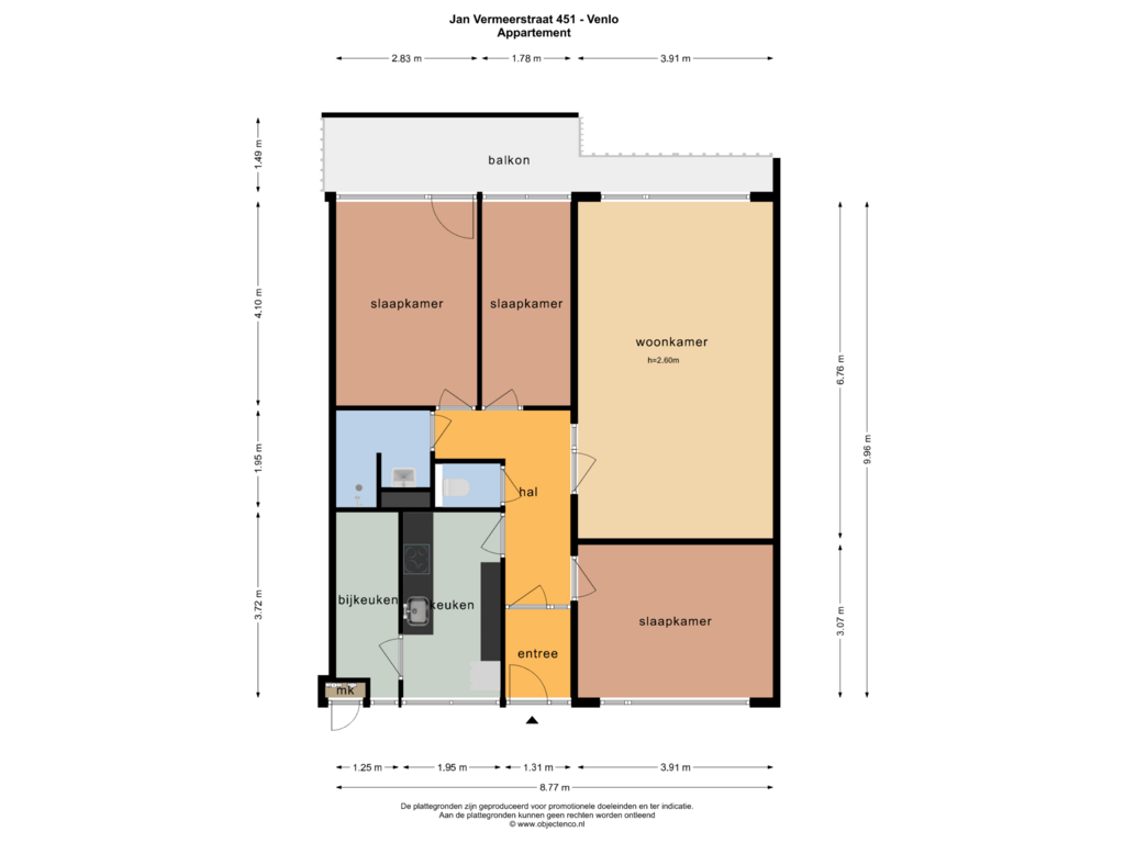 Bekijk plattegrond van Appartement van Jan Vermeerstraat 451