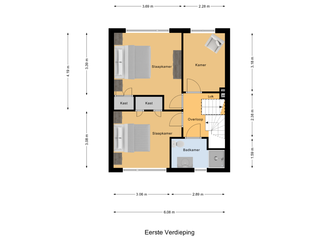 Bekijk plattegrond van Eerste Verdieping van Jan de Witplein 30