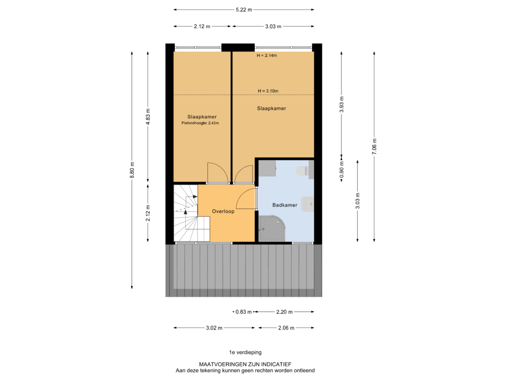 View floorplan of 1e verdieping of Walenburg 62