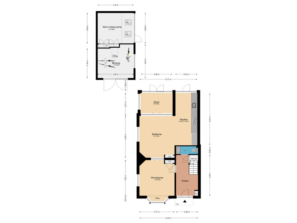 Bekijk plattegrond van Beganegrond van Leusderweg 261