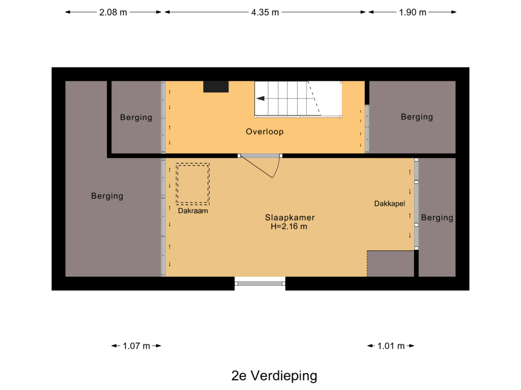 Bekijk plattegrond van 2e Verdieping van Fabriekstraat 34