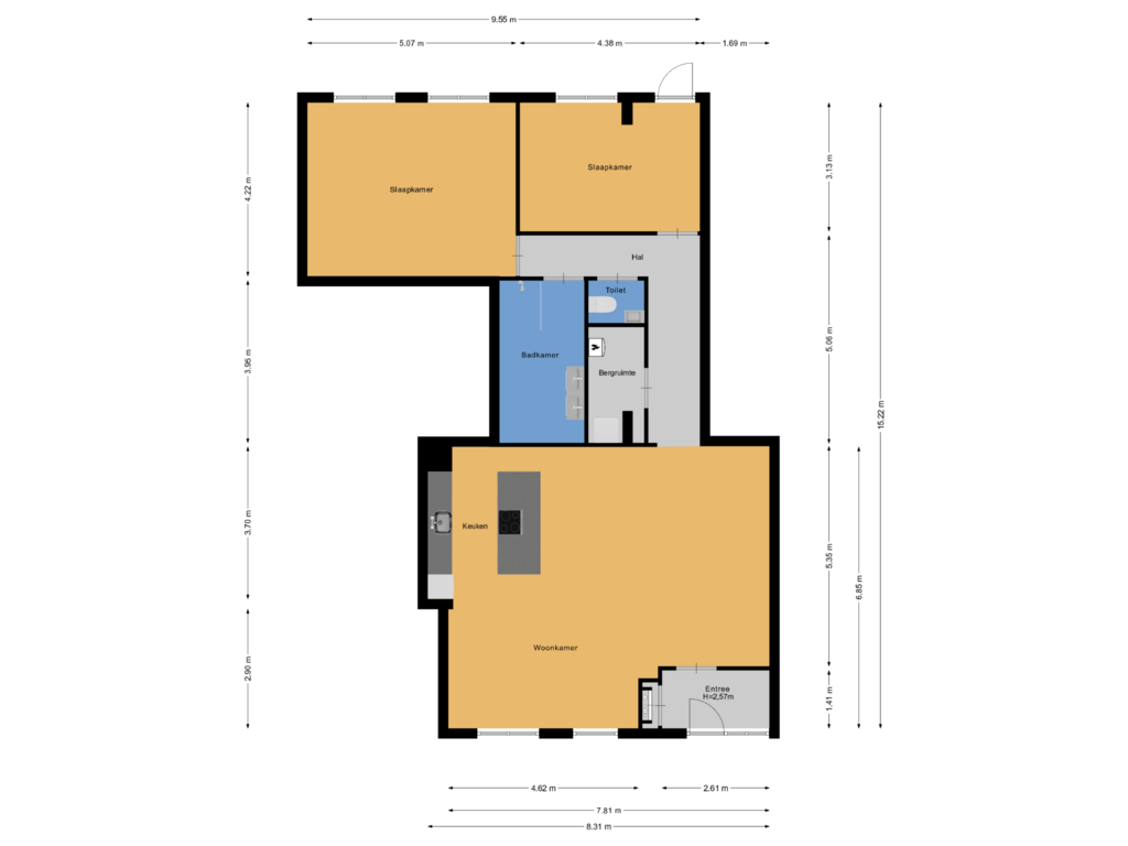 View floorplan of Begane grond of Steynlaan 36-C