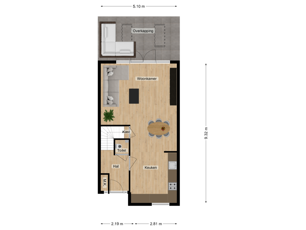 View floorplan of Begane grond of Toon Kortoomsstraat 10