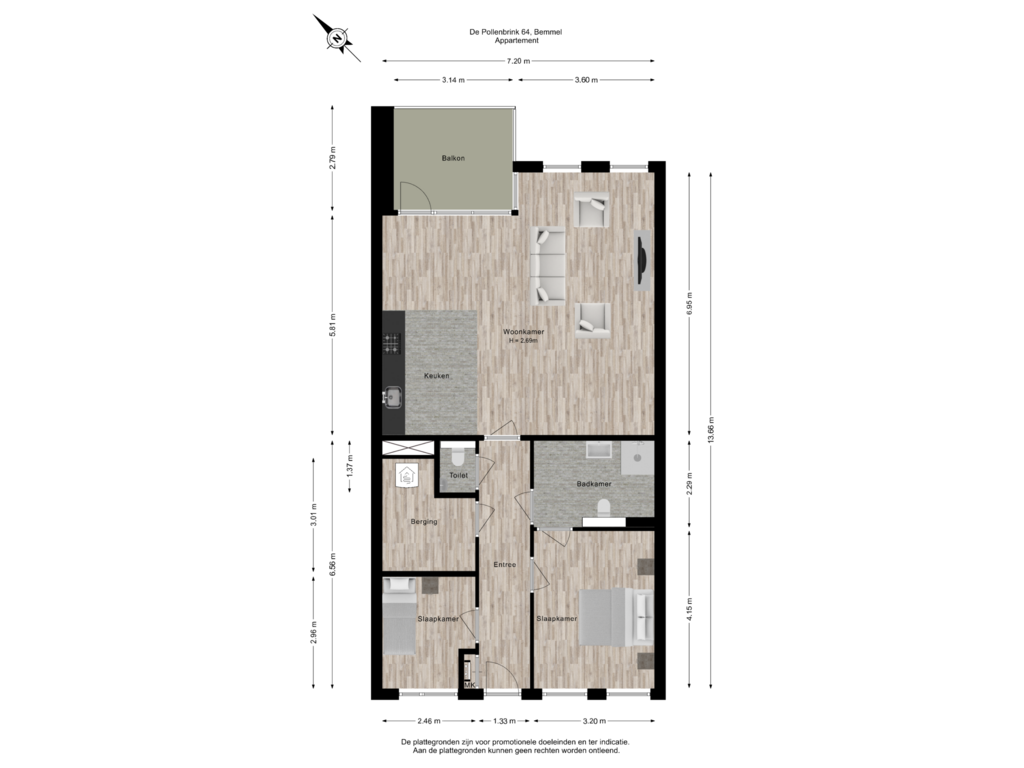 View floorplan of Appartement of de Pollenbrink 64