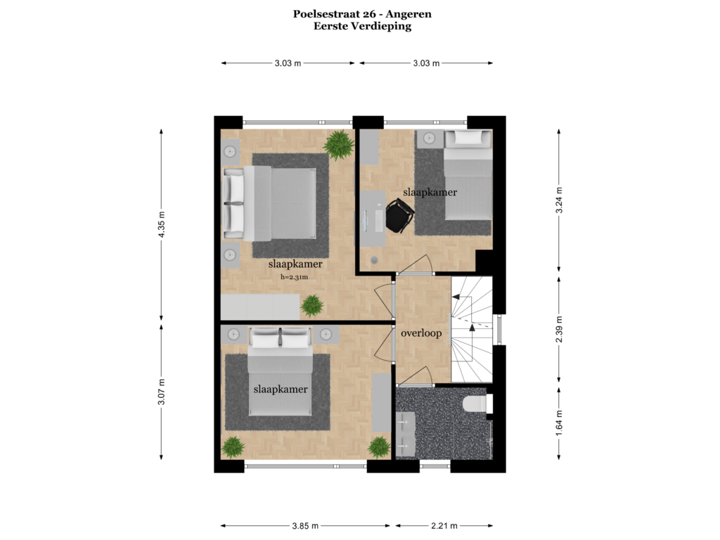 Bekijk plattegrond van EERSTE VERDIEPING van Poelsestraat 26