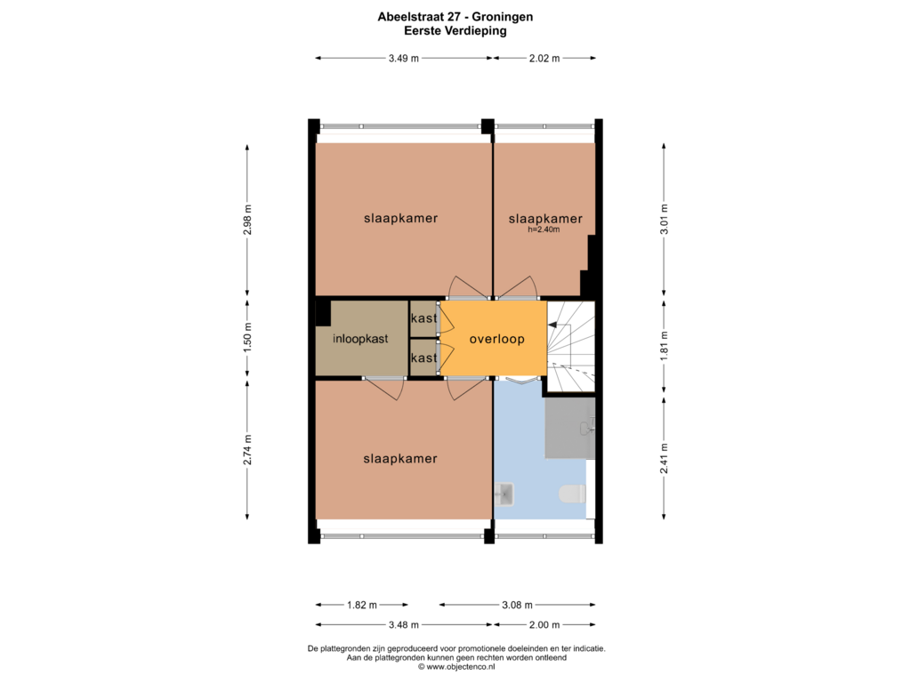 View floorplan of EERSTE VERDIEPING of Abeelstraat 27