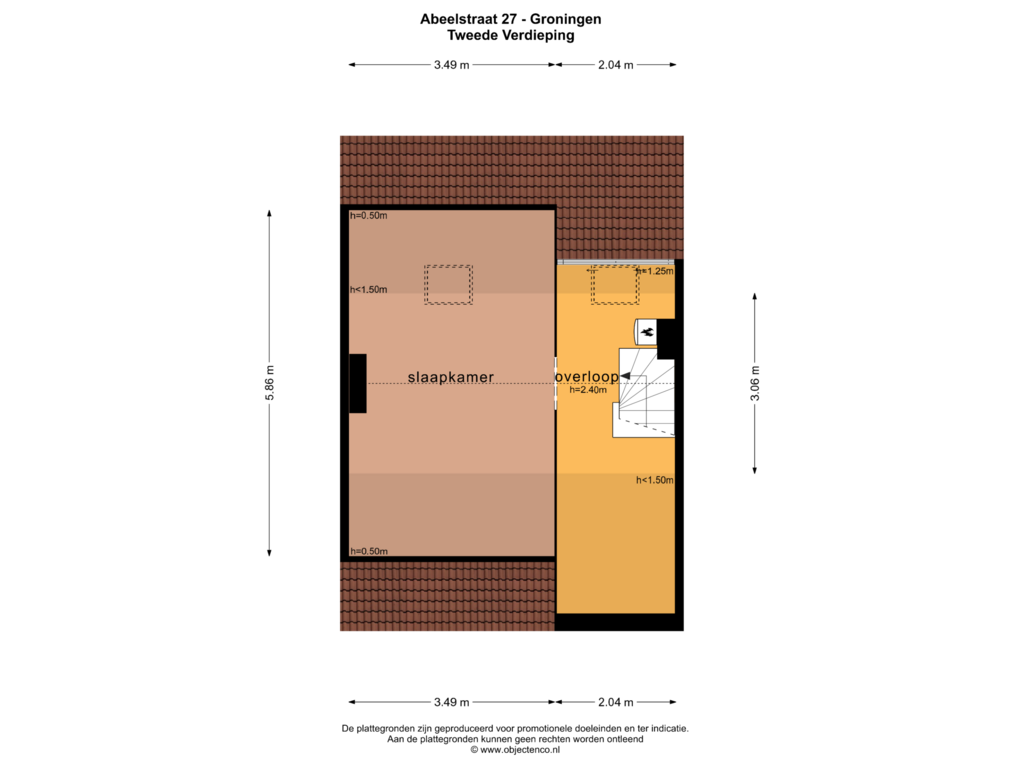 View floorplan of TWEEDE VERDIEPING of Abeelstraat 27