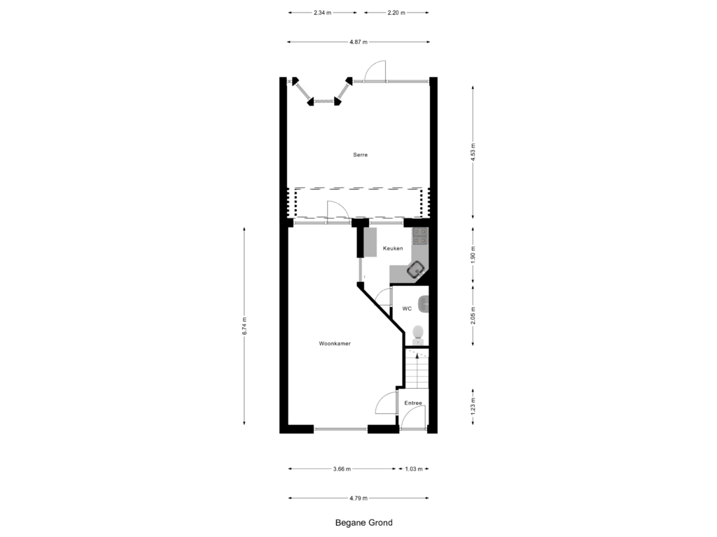 Bekijk plattegrond van Begane Grond van Zwanebloemstraat 45