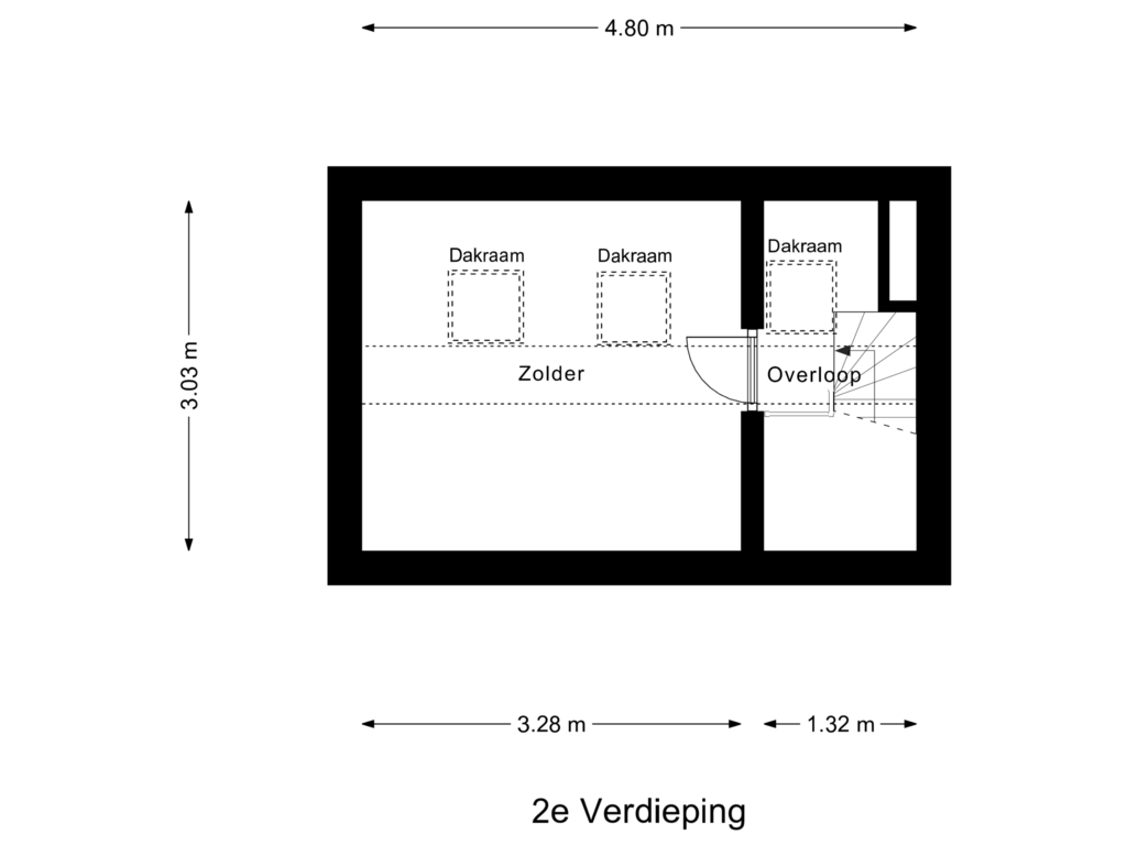 Bekijk plattegrond van 2e Verdieping van Zwanebloemstraat 45