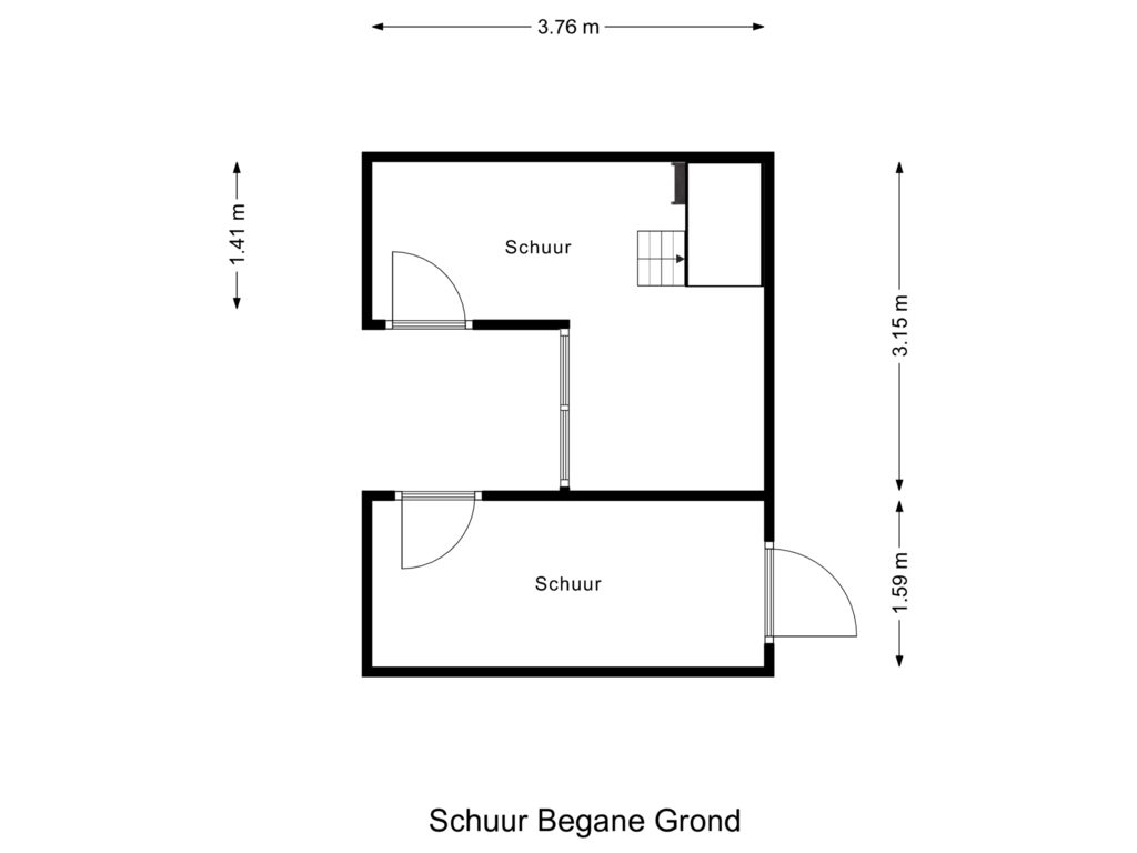 Bekijk plattegrond van Schuur Begane Grond van Zwanebloemstraat 45