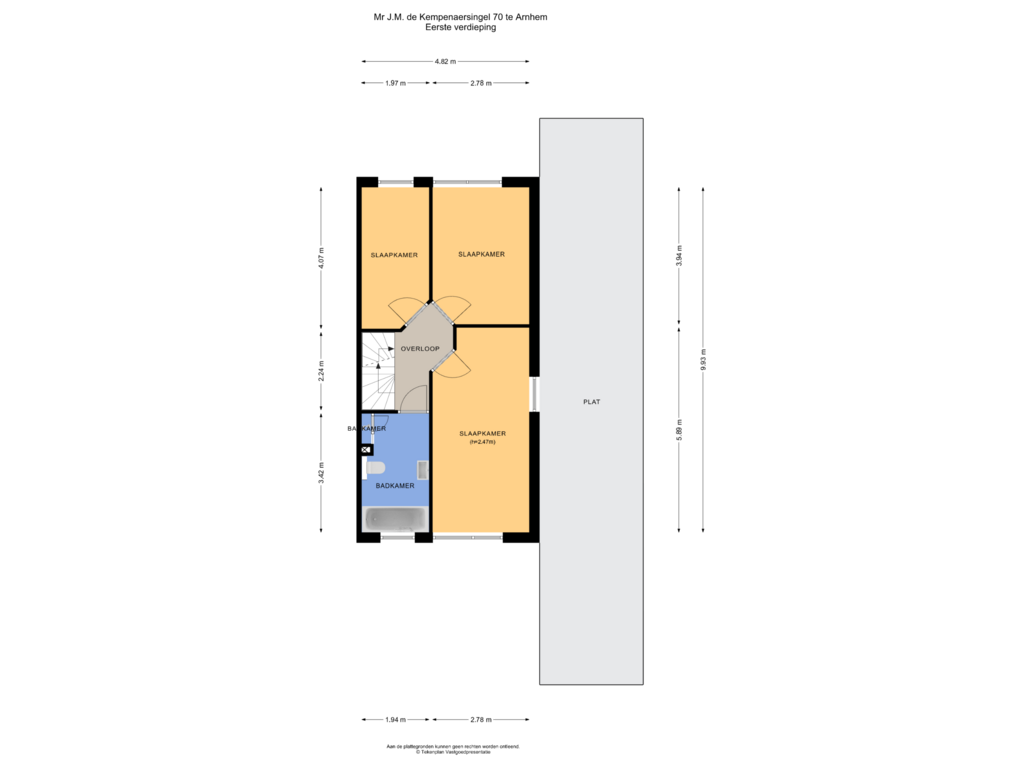 View floorplan of Eerste verdieping of Mr J.M. de Kempenaersingel 70