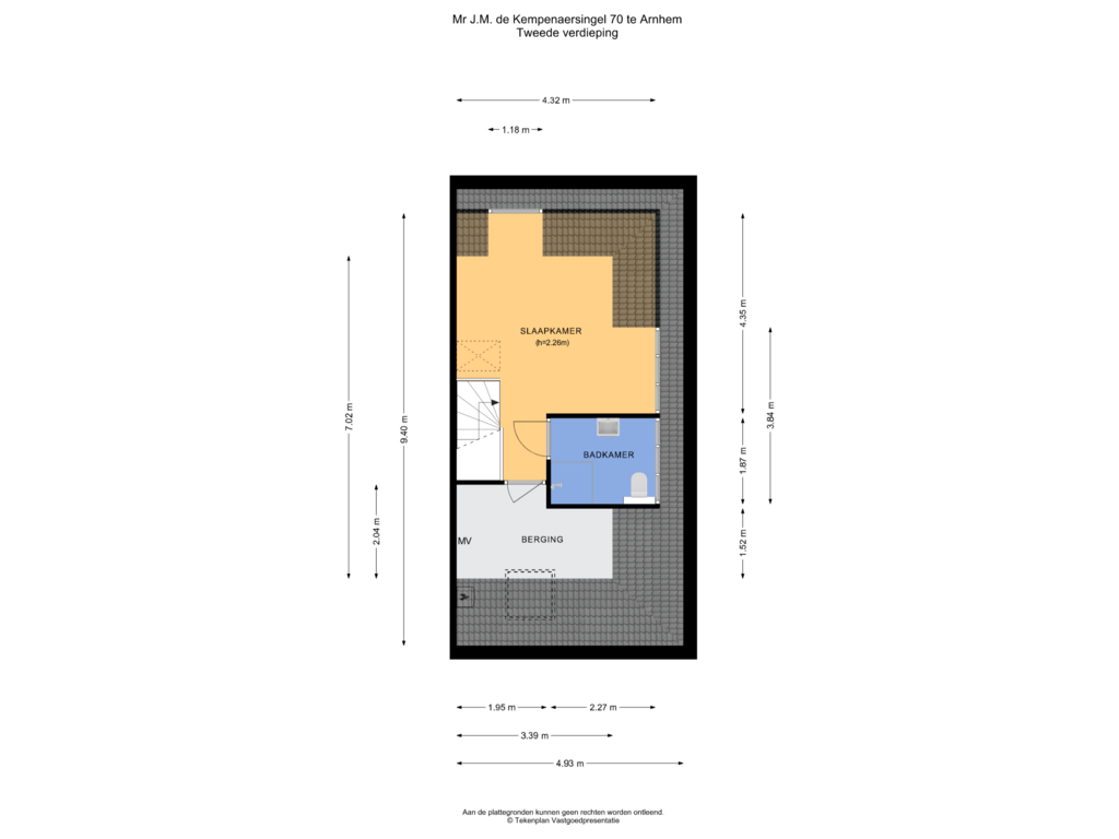 View floorplan of Tweede verdieping of Mr J.M. de Kempenaersingel 70