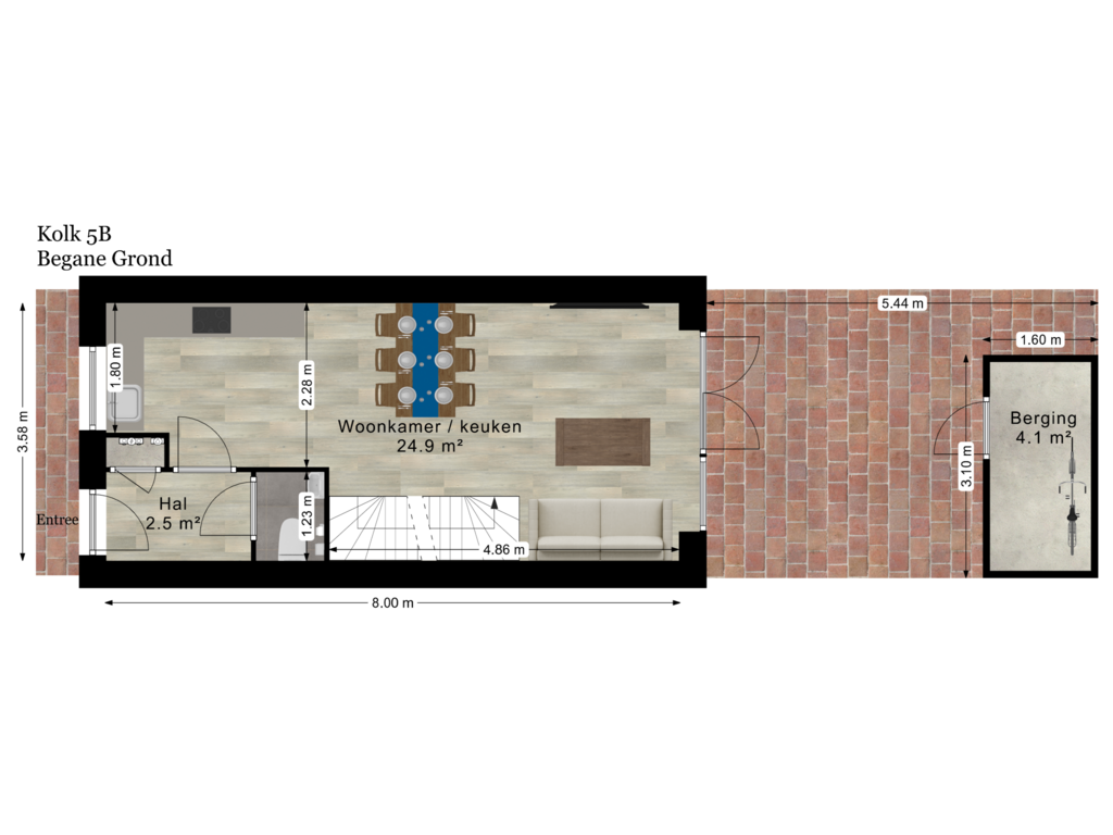 Bekijk plattegrond van Begane Grond van Kolk 5-B