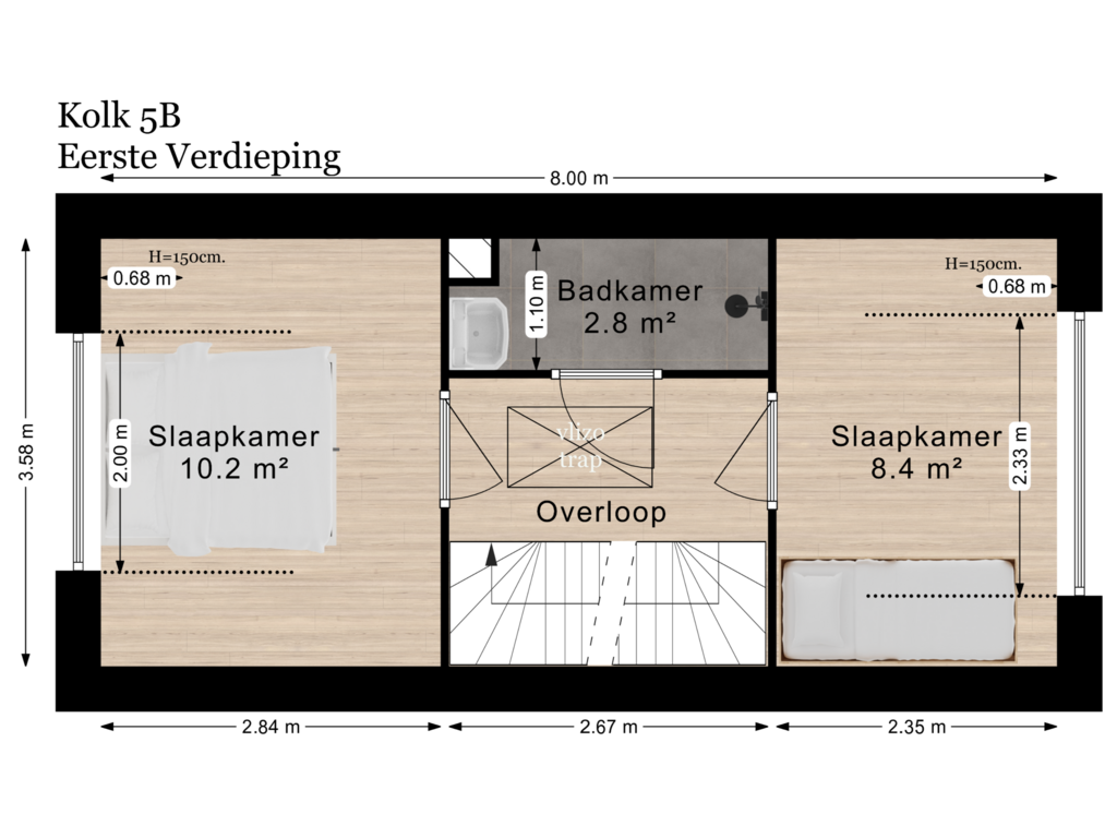 Bekijk plattegrond van Eerste Verdieping van Kolk 5-B