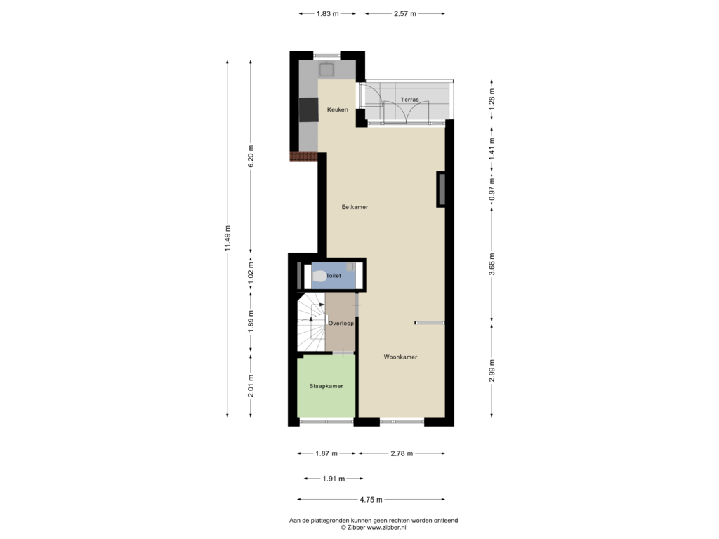 Bekijk plattegrond van Eerste Verdieping van Newtonstraat 16-B