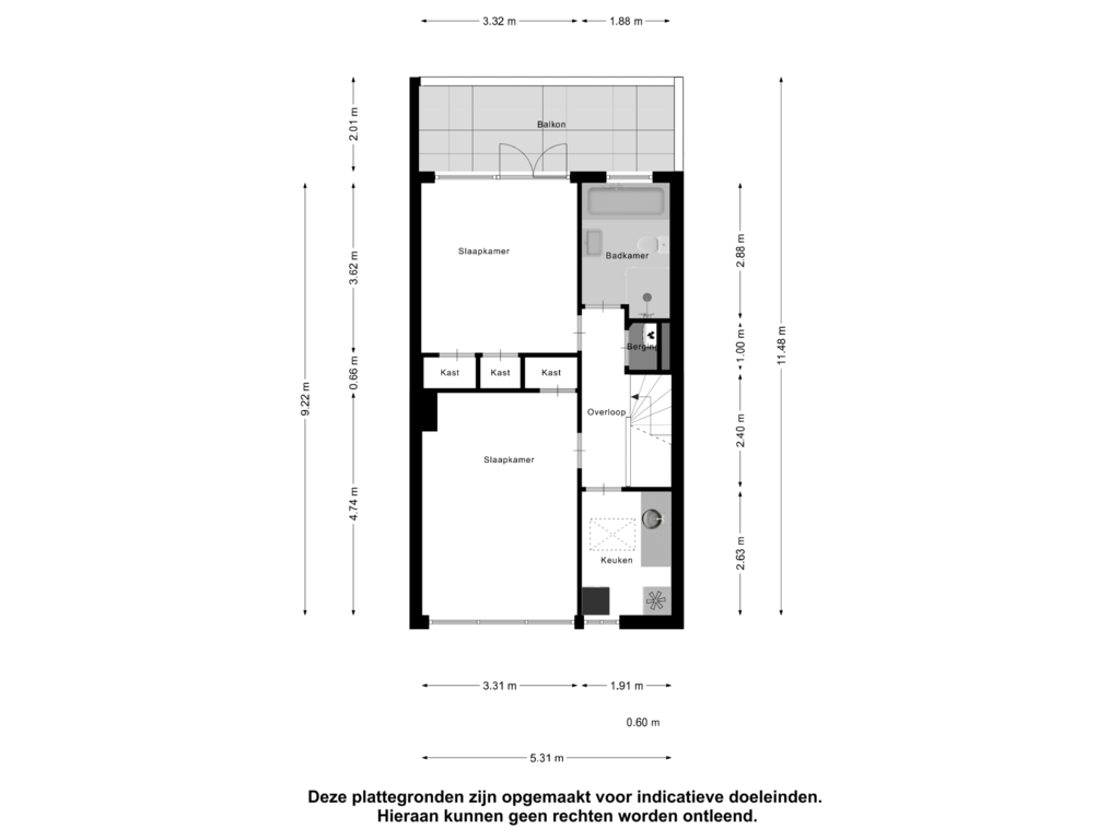 Bekijk plattegrond van Tweede Verdieping van Buys Ballotsingel 67