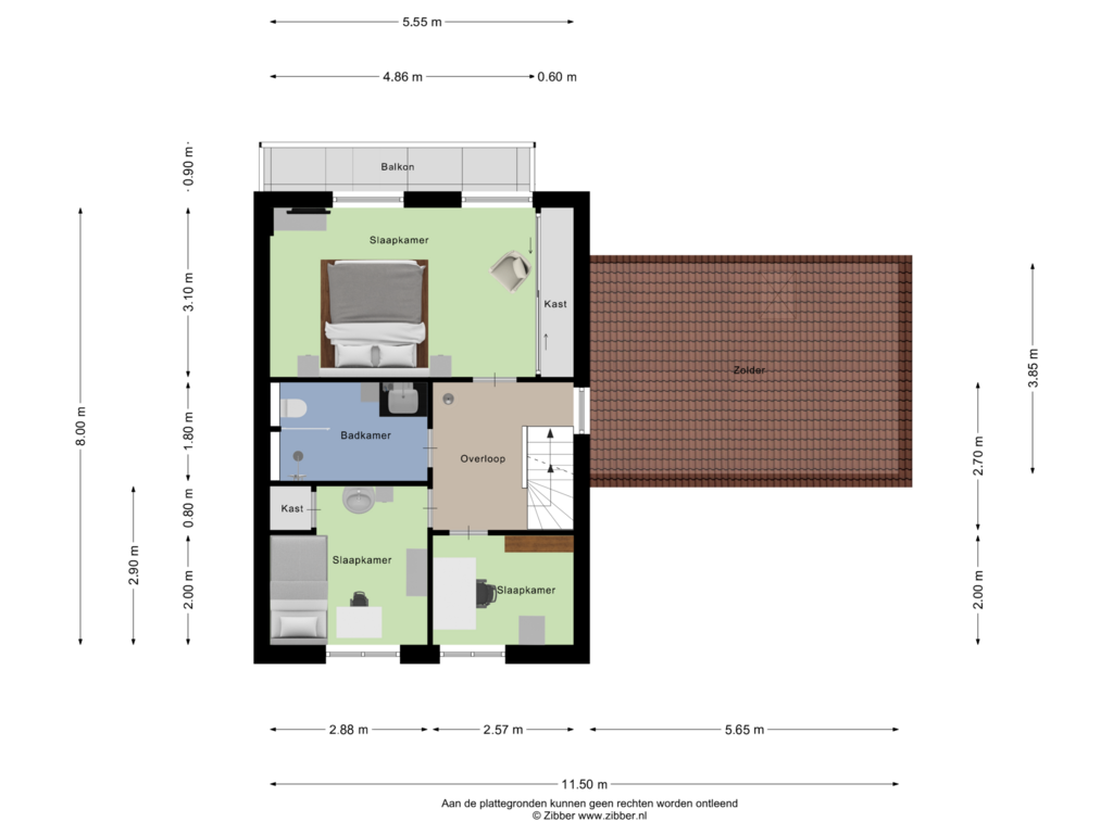 View floorplan of Eerste Verdieping of Wollenbergstraat 33