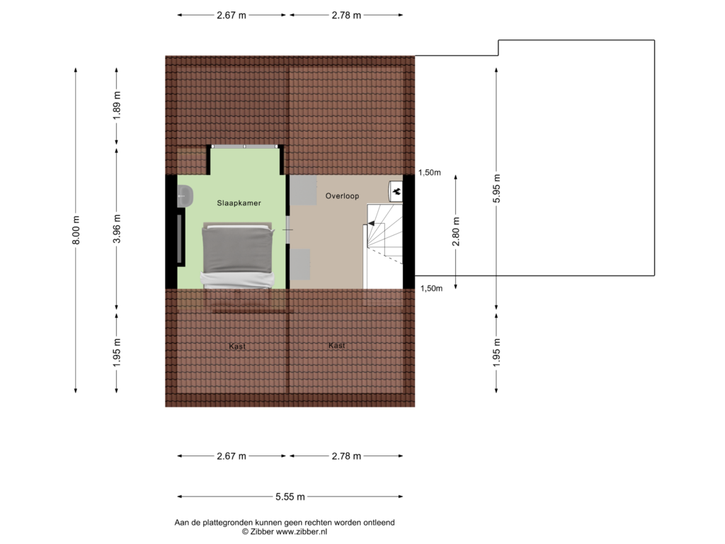 View floorplan of Tweede Verdieping of Wollenbergstraat 33