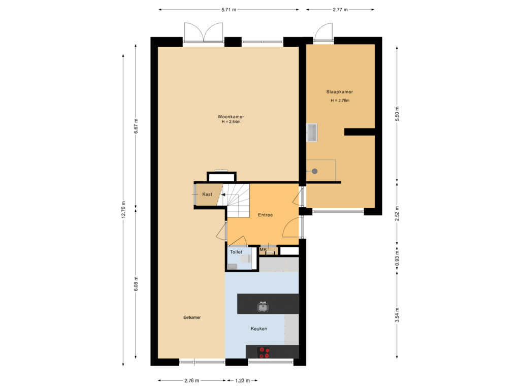 Bekijk plattegrond van Begane grond van Fraeylemaborg 13