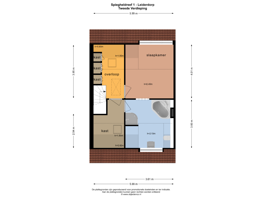 Bekijk plattegrond van TWEEDE VERDIEPING van Spiegheldreef 1