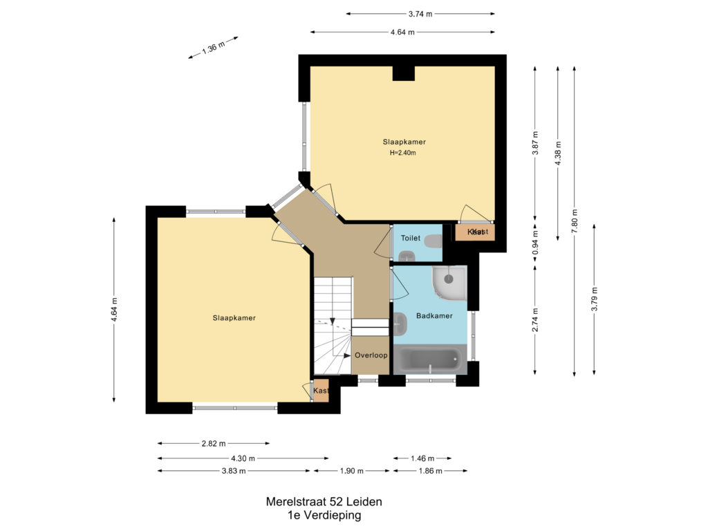 View floorplan of 1e Verdieping of Merelstraat 52