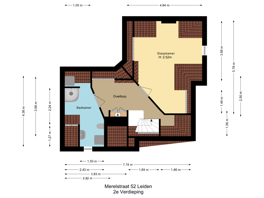 View floorplan of 2e Verdieping of Merelstraat 52