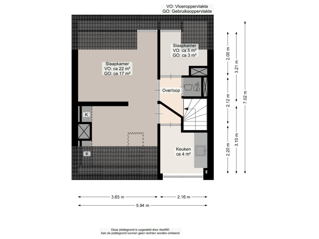 Bekijk plattegrond van Tweede verdieping van Louise Henriettestraat 6-A