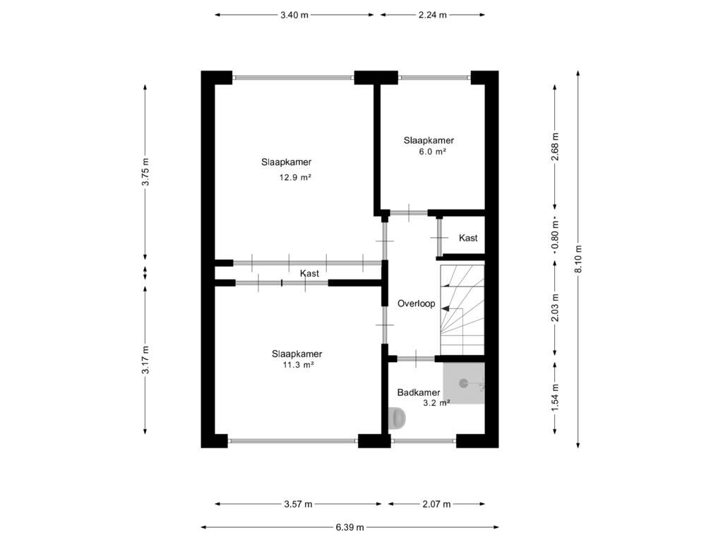 Bekijk plattegrond van 1e verdieping van Juliana van Stolbergstraat 99