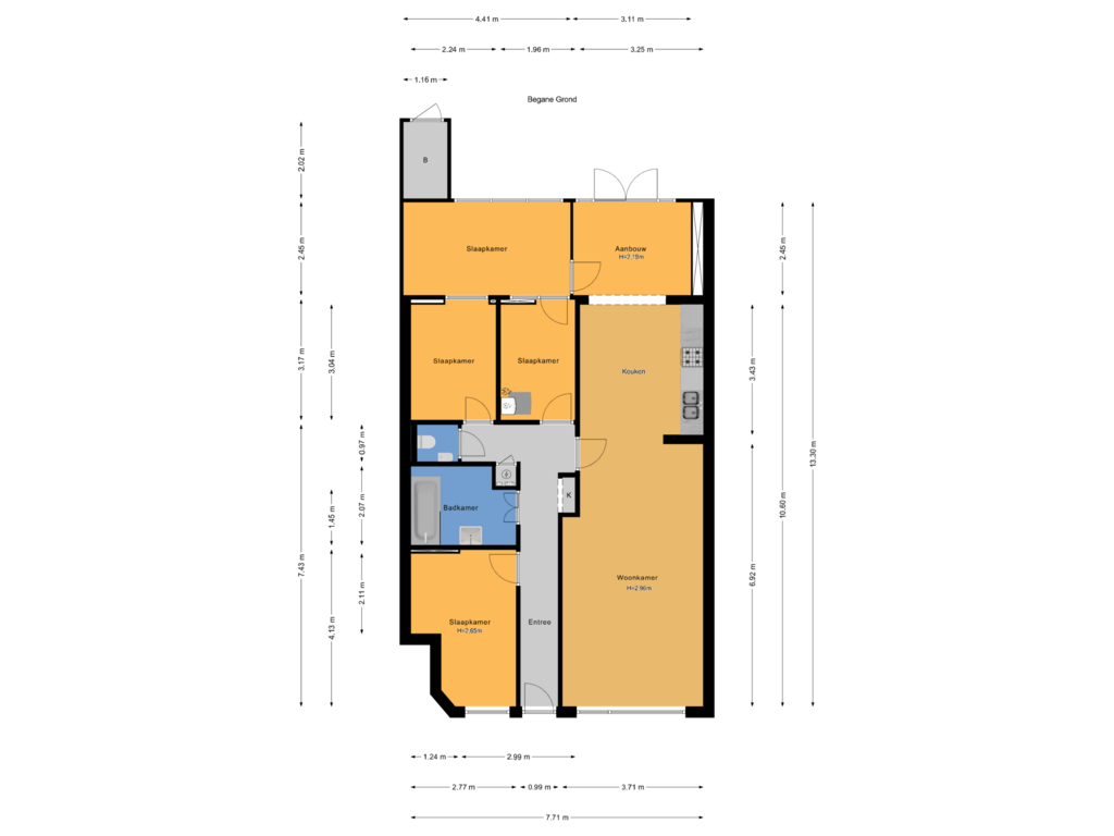 View floorplan of Begane  Grond of Loosduinseweg 1137