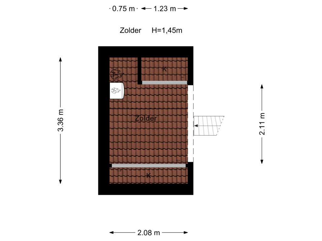 Bekijk plattegrond van Zolder van Curaçaostraat 6