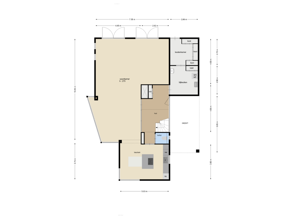 View floorplan of begane grond of Muntberg 22