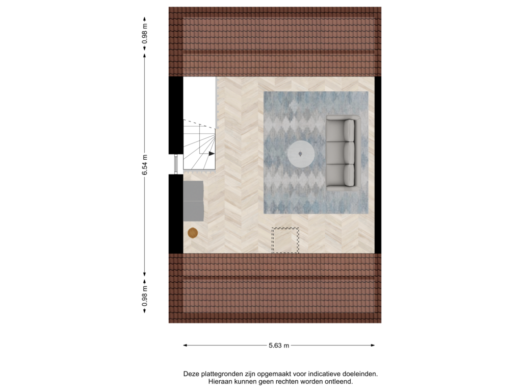 View floorplan of zolder of Benesserlaan 290-A