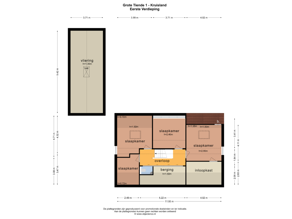 Bekijk plattegrond van EERSTE VERDIEPING van Grote Tiende 1