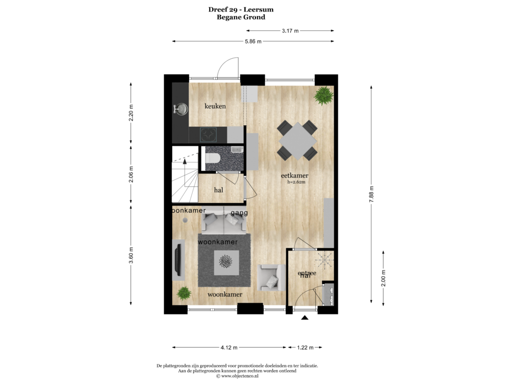 View floorplan of BEGANE GROND of Dreef 29